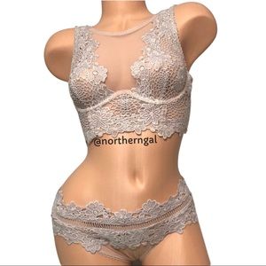Victoria’s Secret Dream Angels Longline Embroidered Bustier Set Grey